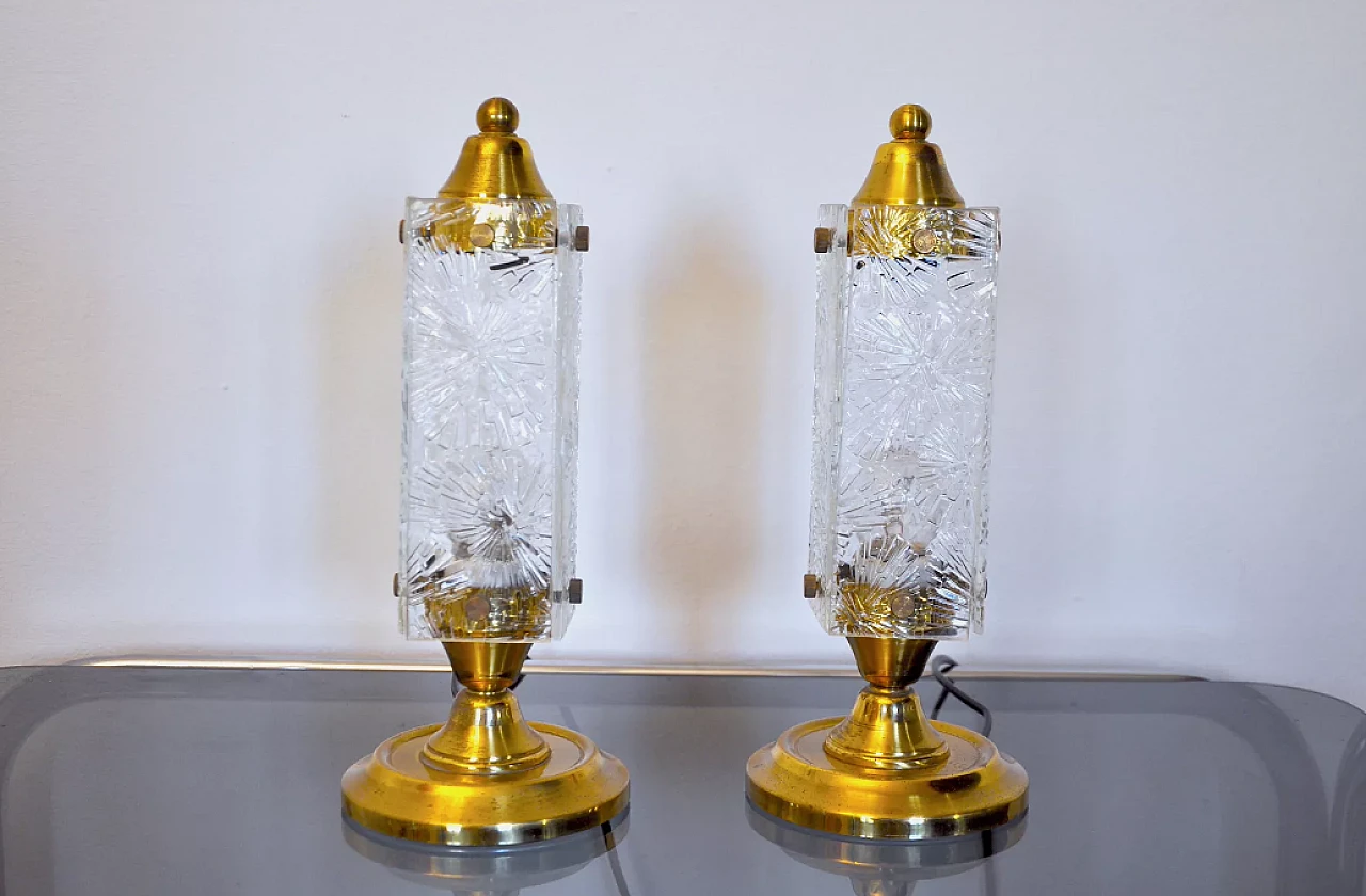 Pair of crystal lamps by Kinkeldey, 1960s 4