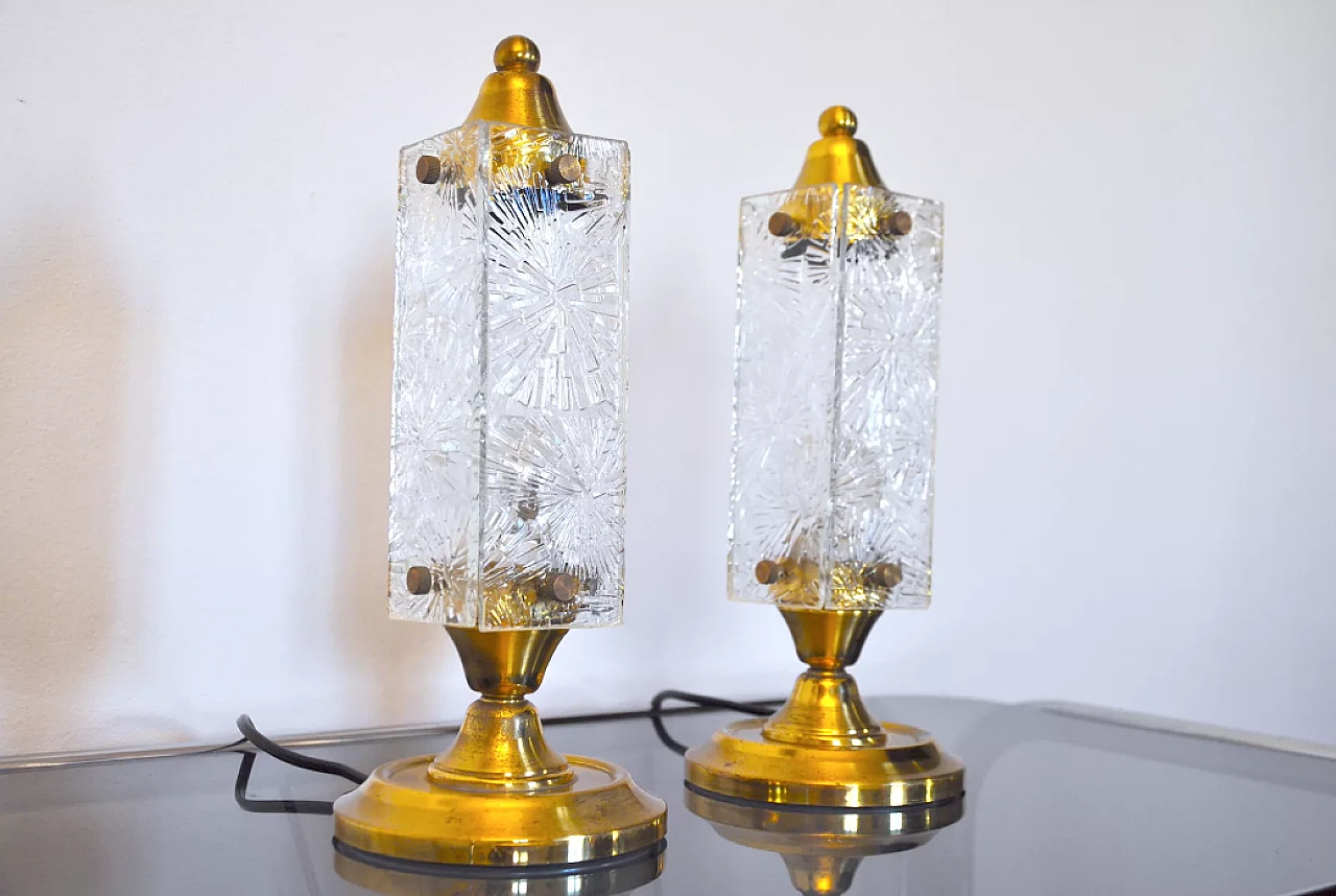 Pair of crystal lamps by Kinkeldey, 1960s 5