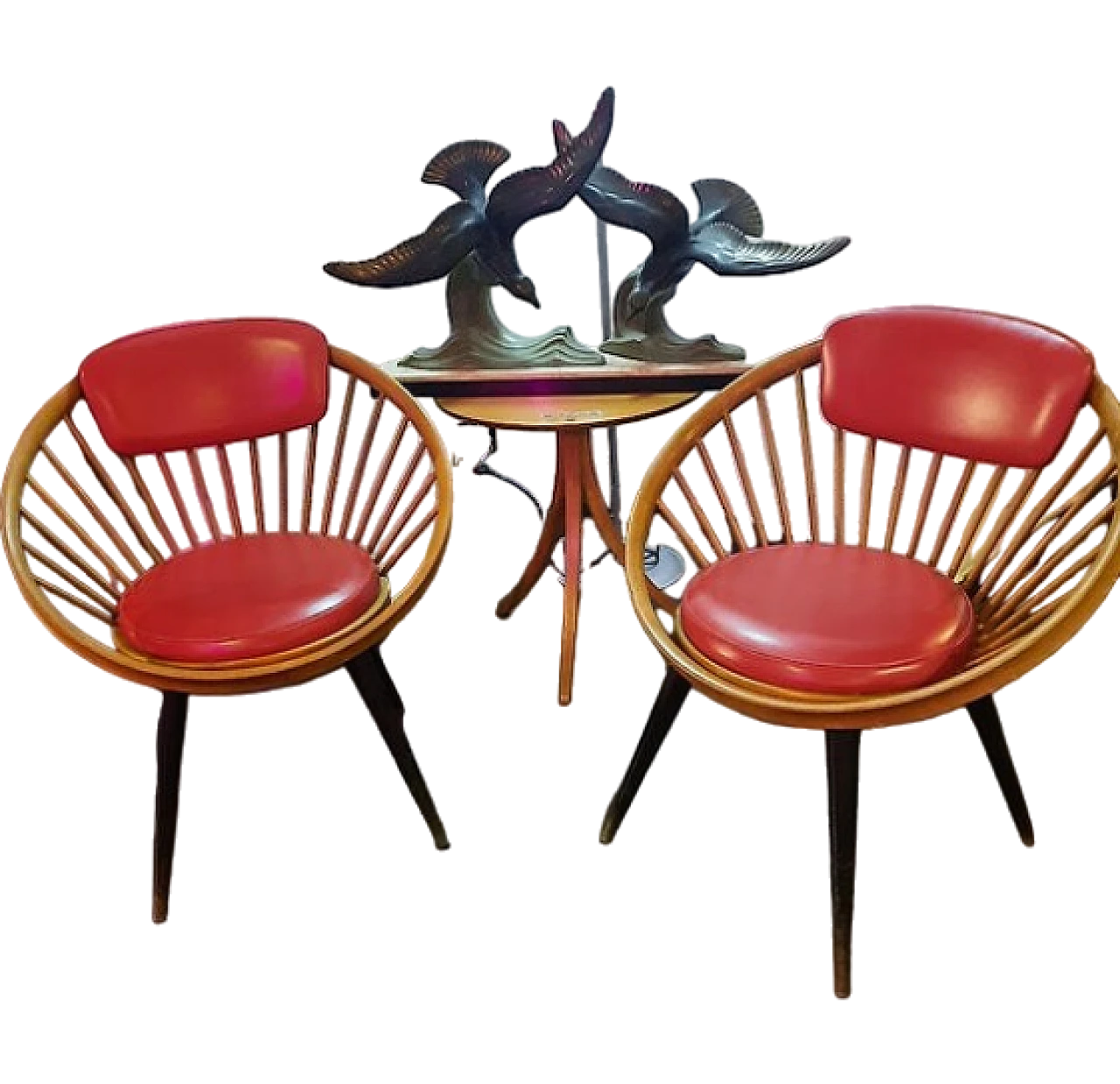 Pair of Circle chairs by Yngve Ekstrom for Gessef, 1960s 5