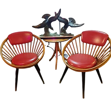 Pair of Circle chairs by Yngve Ekstrom for Gessef, 1960s