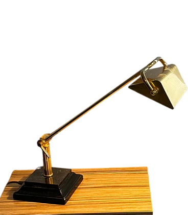 Jointed brass and marble desk lamp, 1970s