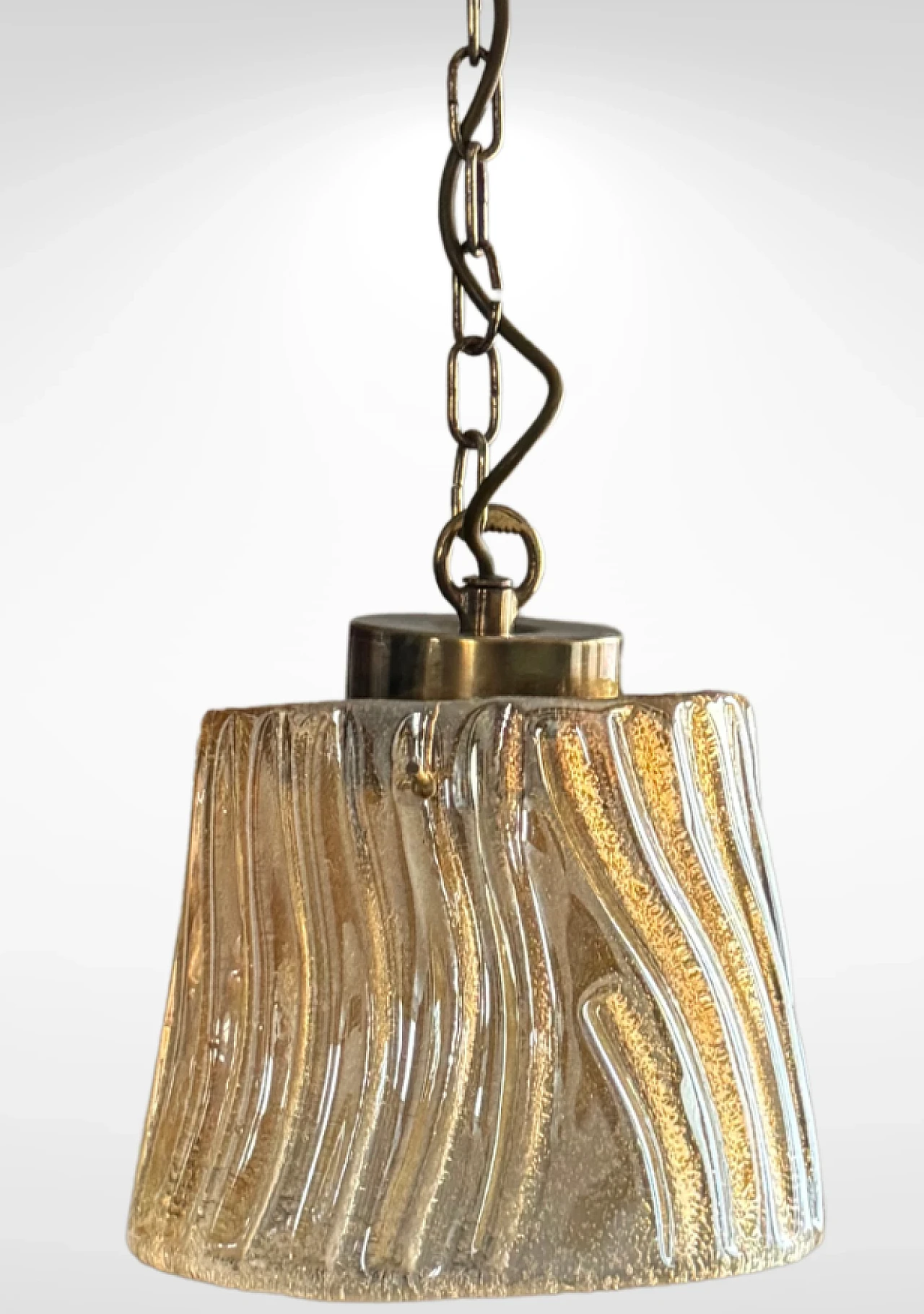 Gold-plated glass pendant lamp by Barovier, mid-20th century 1