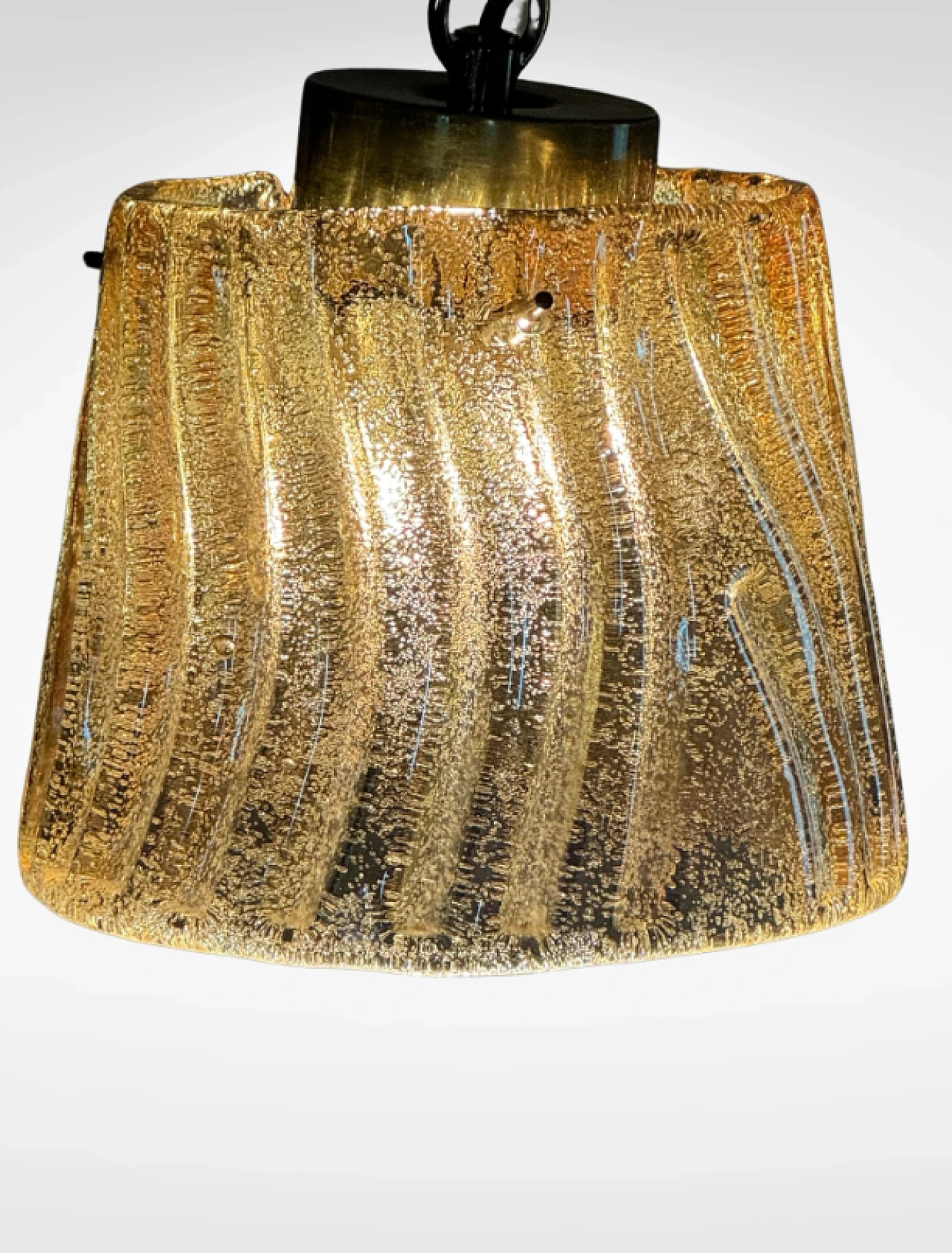 Gold-plated glass pendant lamp by Barovier, mid-20th century 6