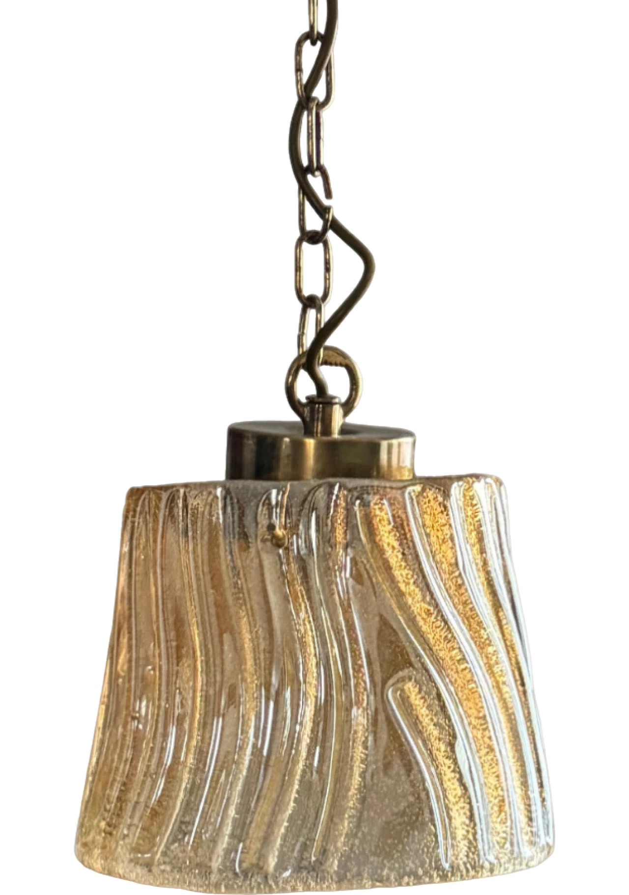 Gold-plated glass pendant lamp by Barovier, mid-20th century 10