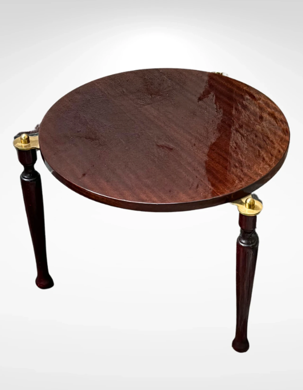 Pair of lacquered wood and brass side tables, mid-20th century 2