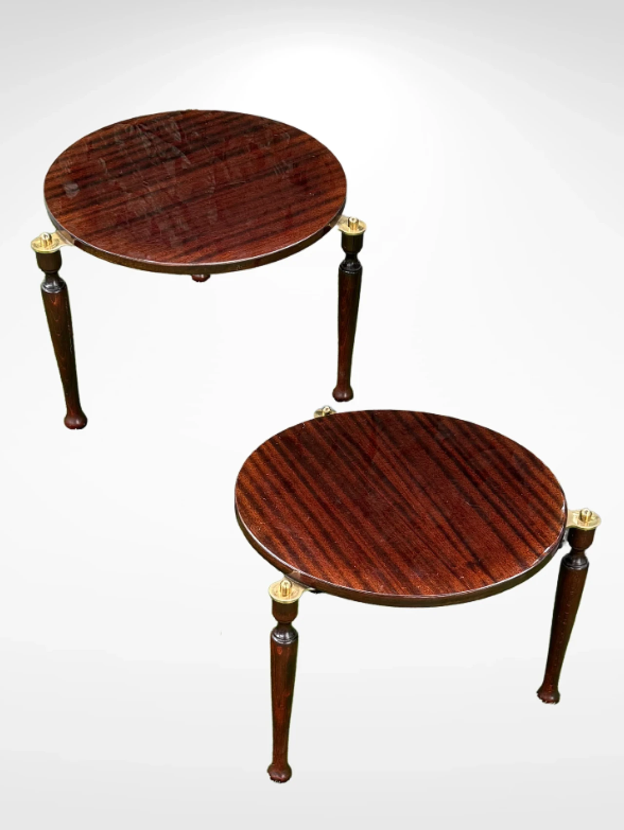 Pair of lacquered wood and brass side tables, mid-20th century 4