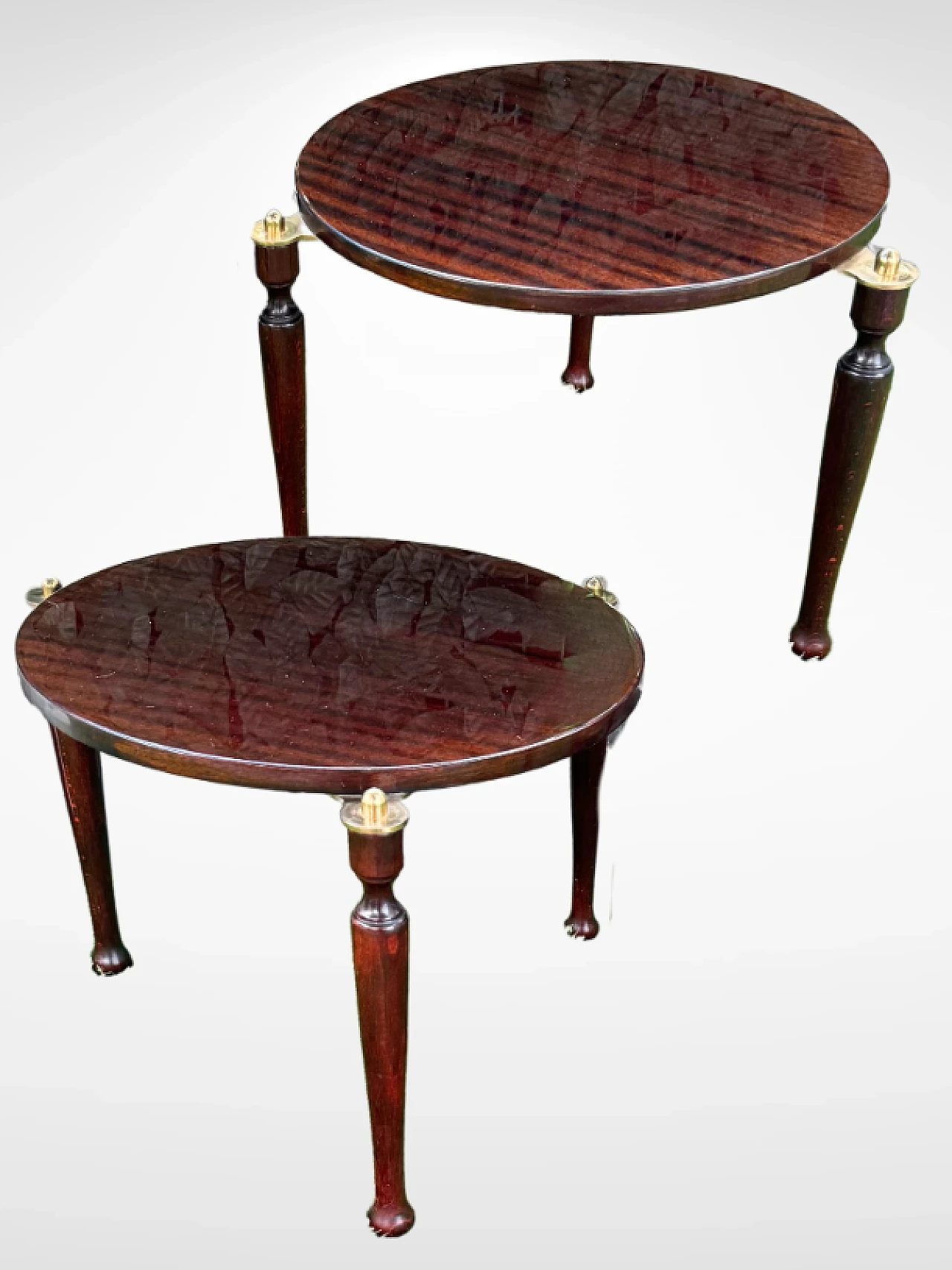 Pair of lacquered wood and brass side tables, mid-20th century 5