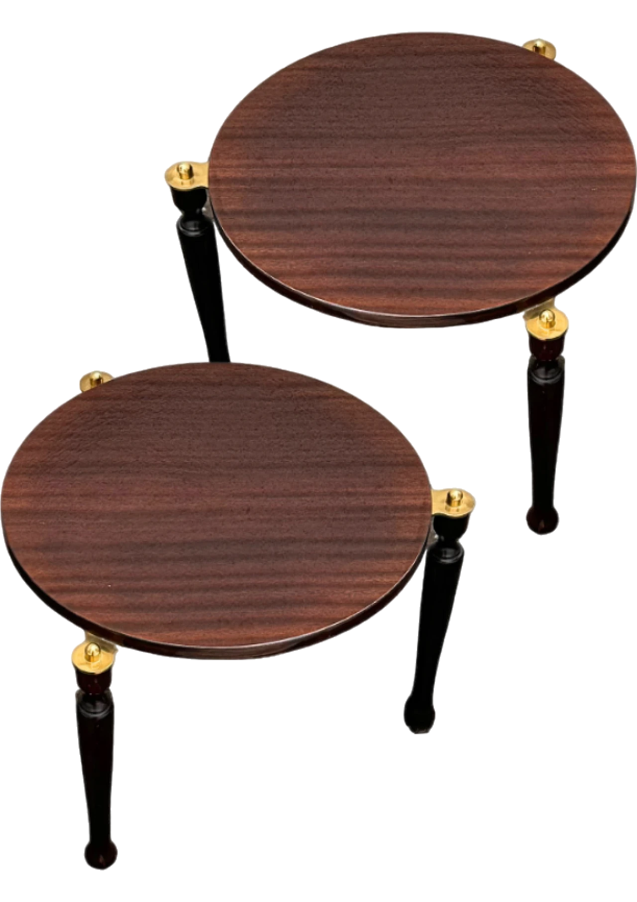 Pair of lacquered wood and brass side tables, mid-20th century 7