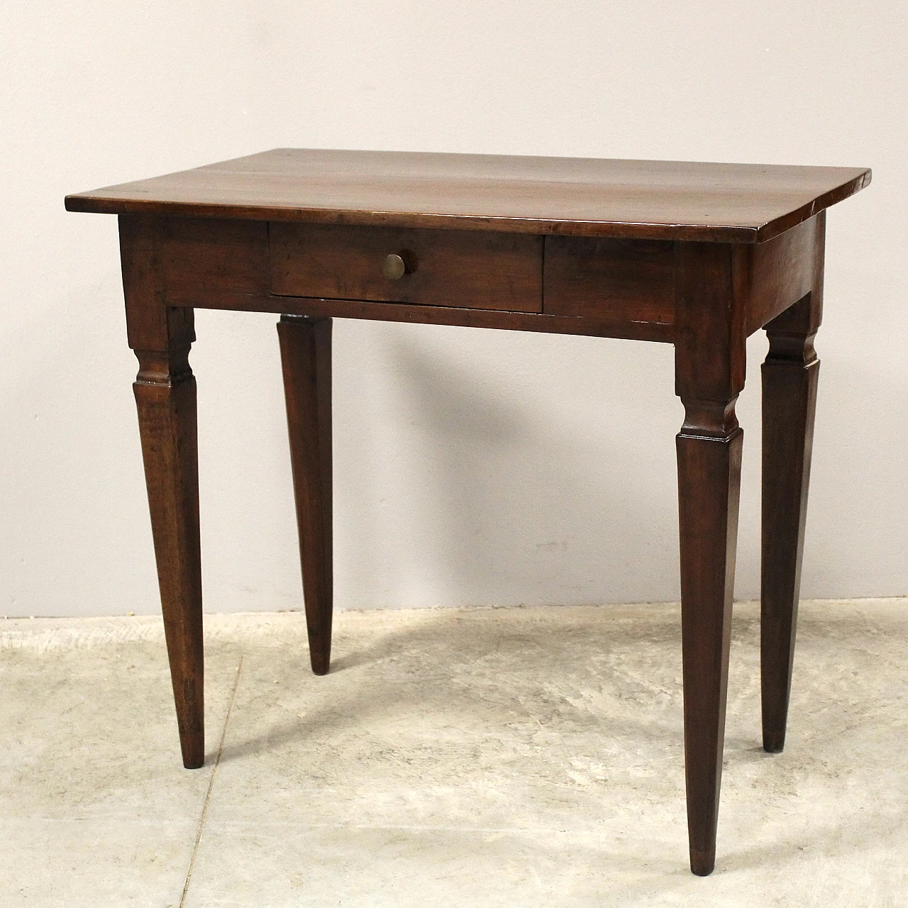 Italian Louis XVI console table desk in solid walnut, 19th century 1