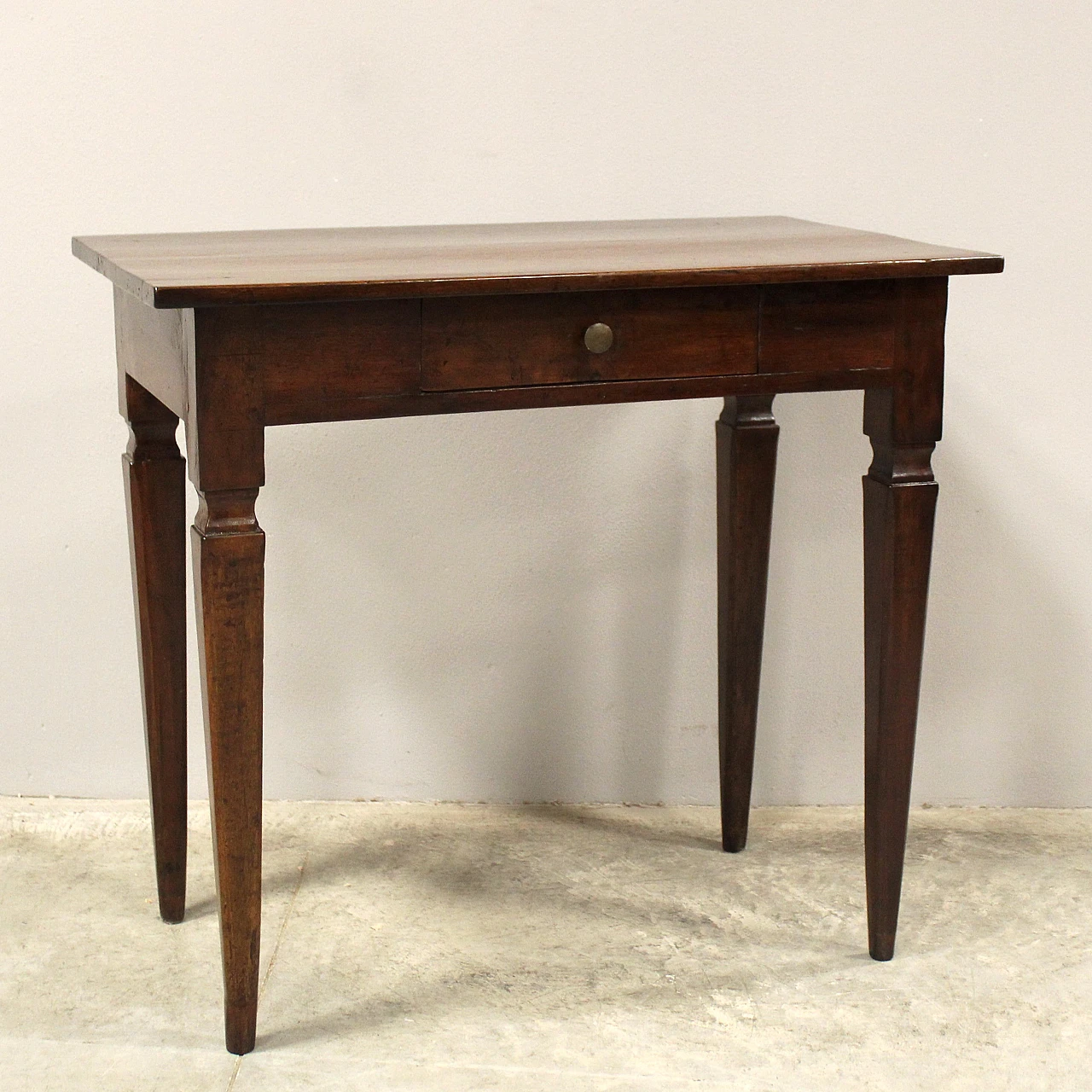 Italian Louis XVI console table desk in solid walnut, 19th century 2