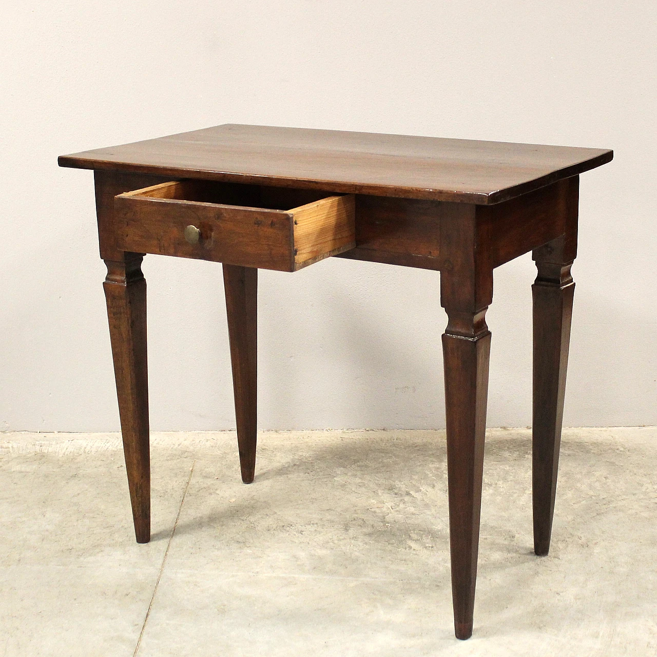 Italian Louis XVI console table desk in solid walnut, 19th century 3