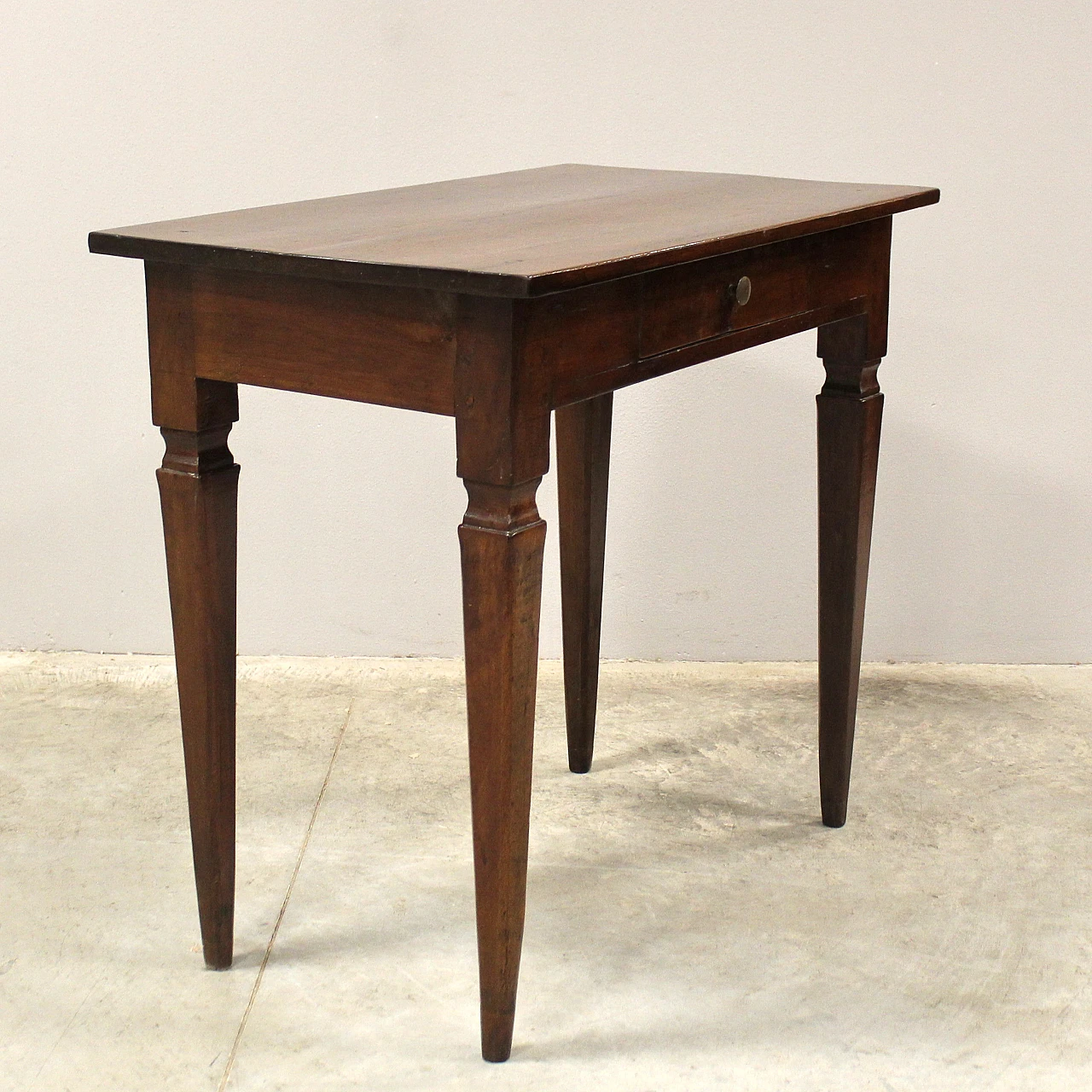 Italian Louis XVI console table desk in solid walnut, 19th century 4