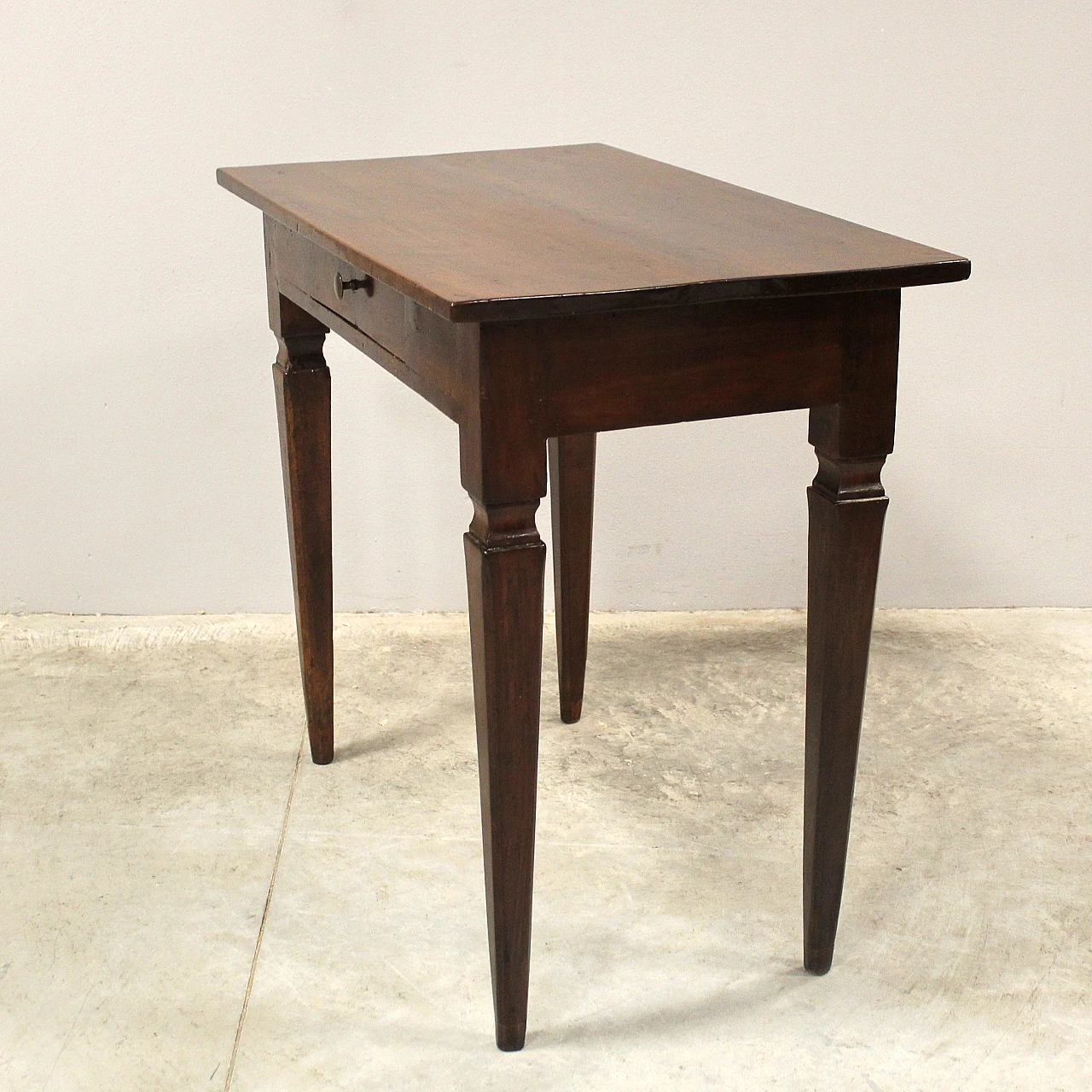 Italian Louis XVI console table desk in solid walnut, 19th century 5