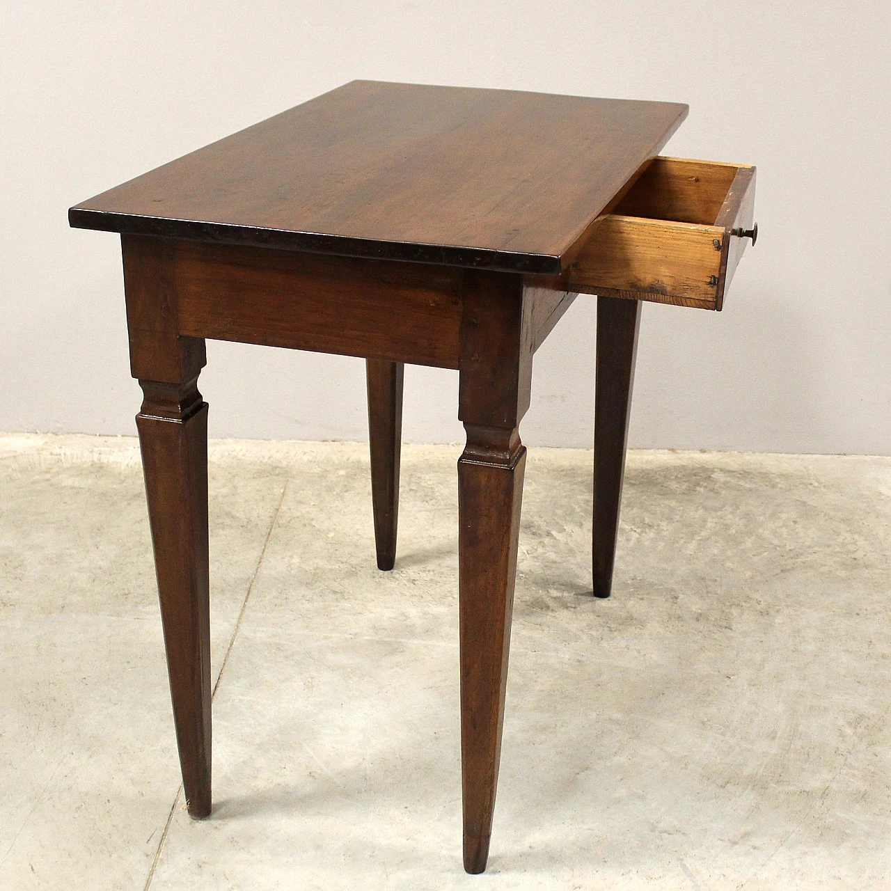 Italian Louis XVI console table desk in solid walnut, 19th century 6