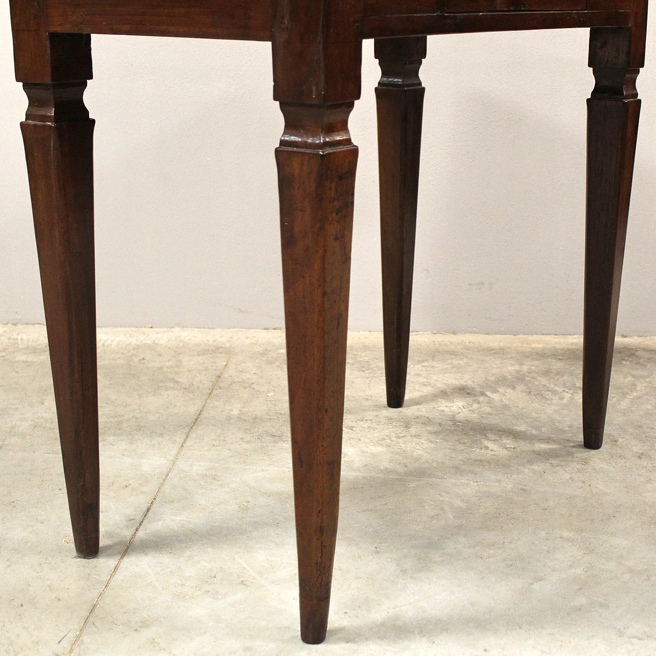 Italian Louis XVI console table desk in solid walnut, 19th century 11