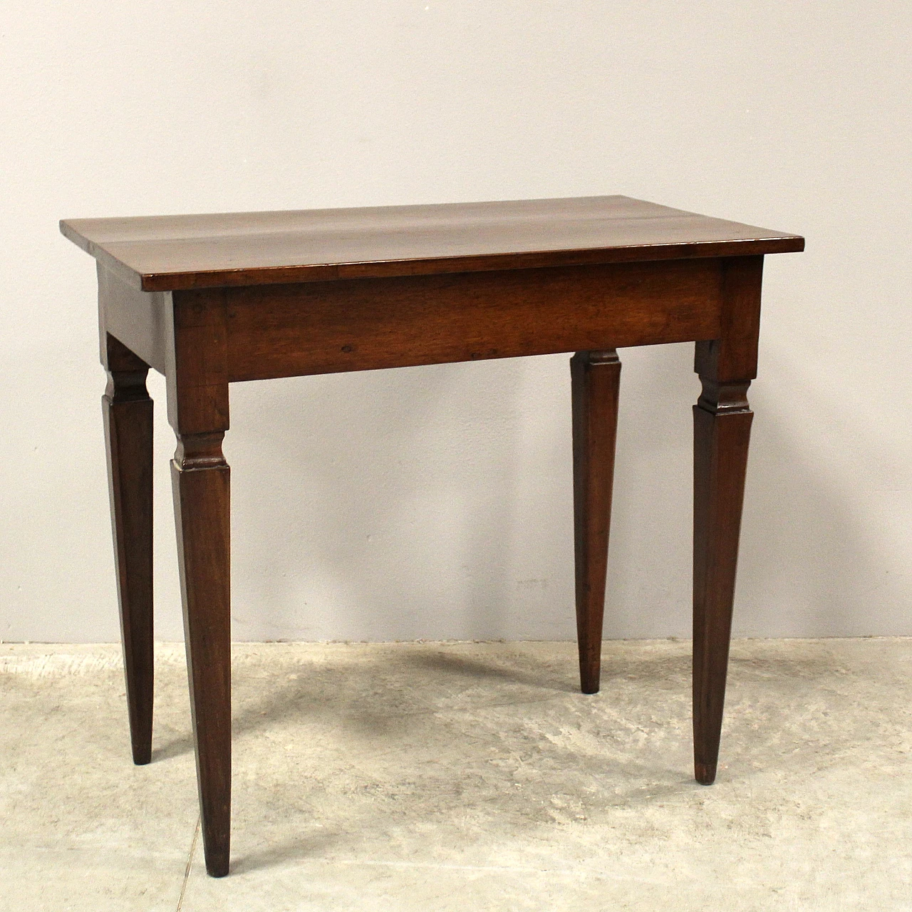 Italian Louis XVI console table desk in solid walnut, 19th century 12