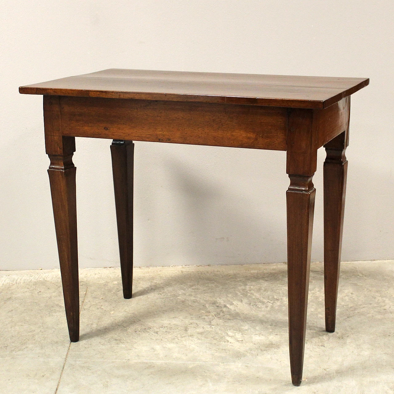 Italian Louis XVI console table desk in solid walnut, 19th century 13