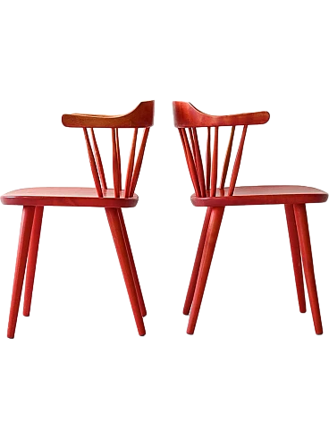 Scandinavian red chairs by Yngve Ekström, 60s