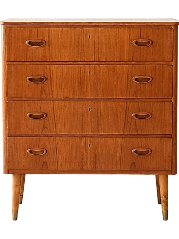 Chest of drawers with brass tips, 60s