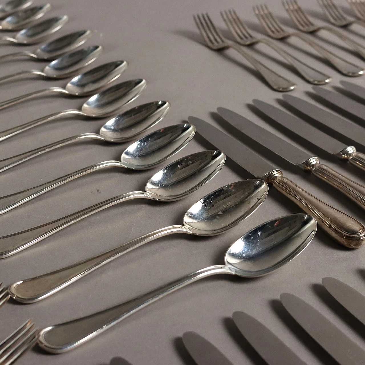 Cutlery set silver F.lli Zaramella Padua, 20th century 2