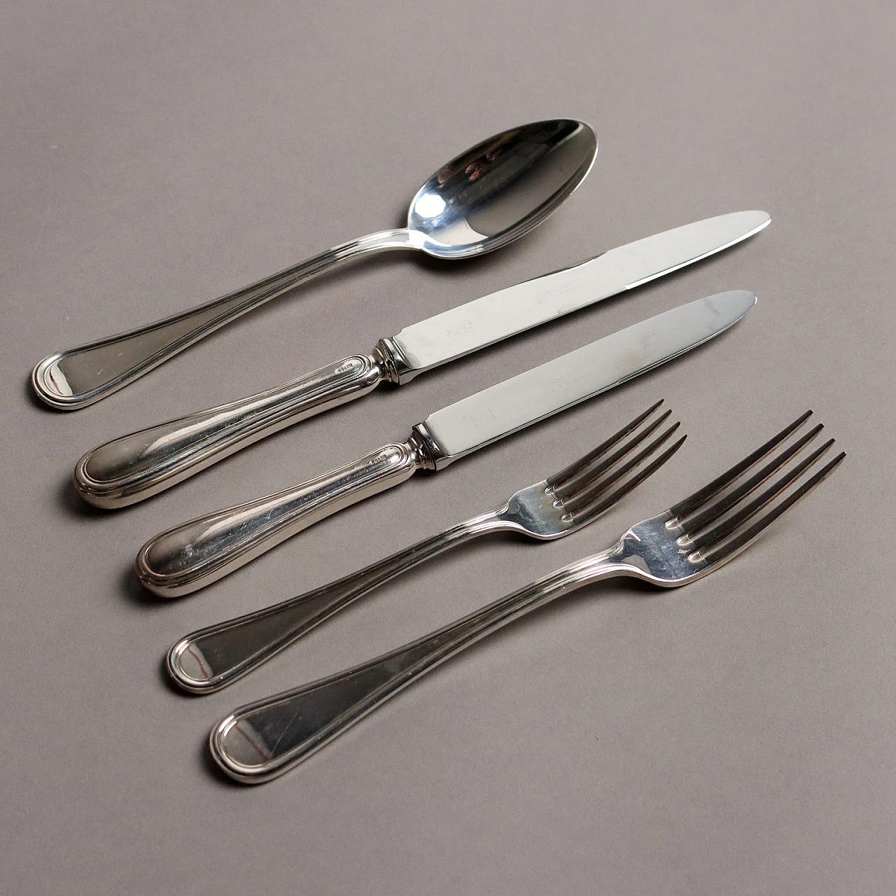 Cutlery set silver F.lli Zaramella Padua, 20th century 4