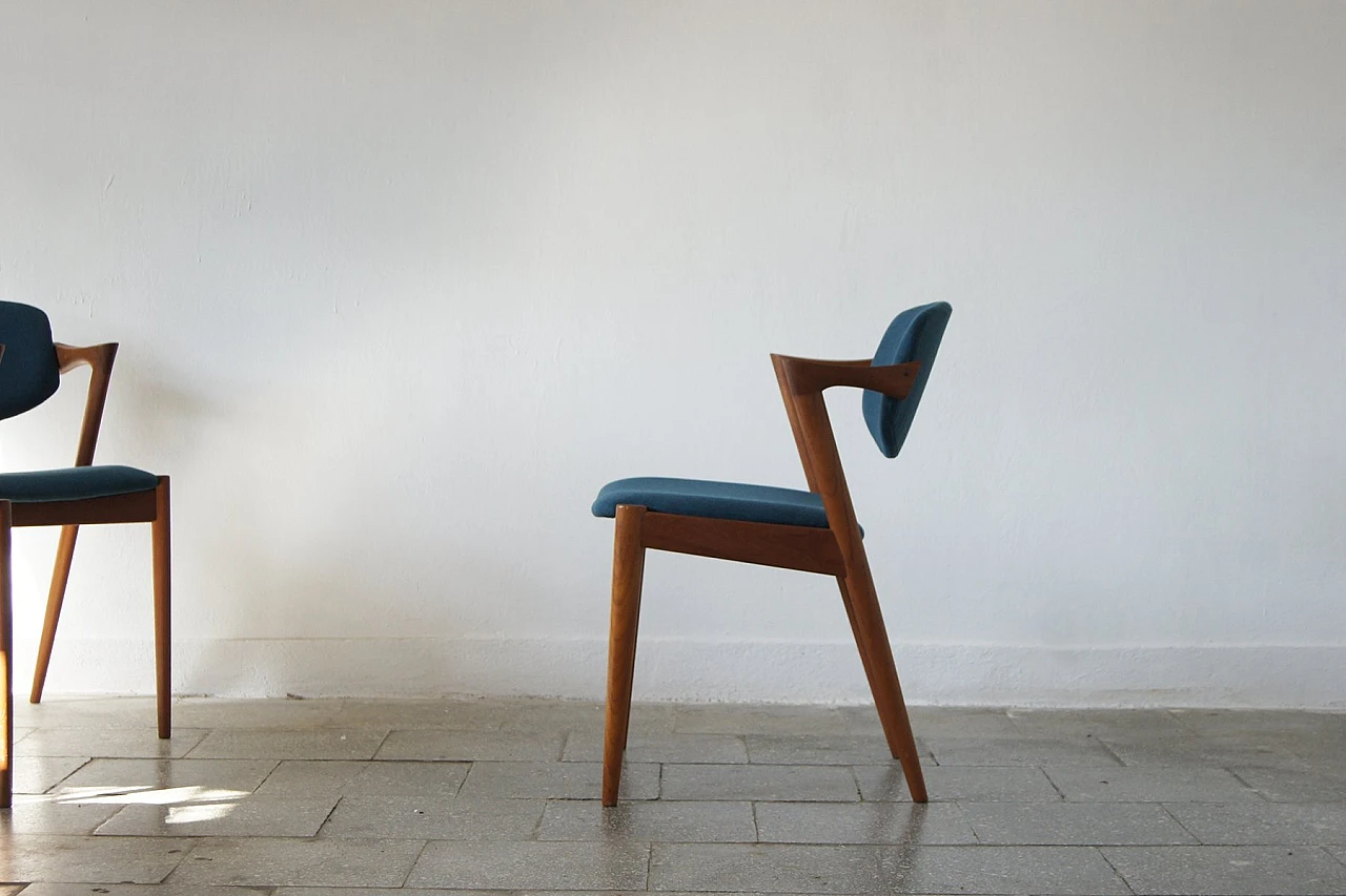 6 Teak chairs by Kai Kristiansen for Schou Andersen, 1950s 5