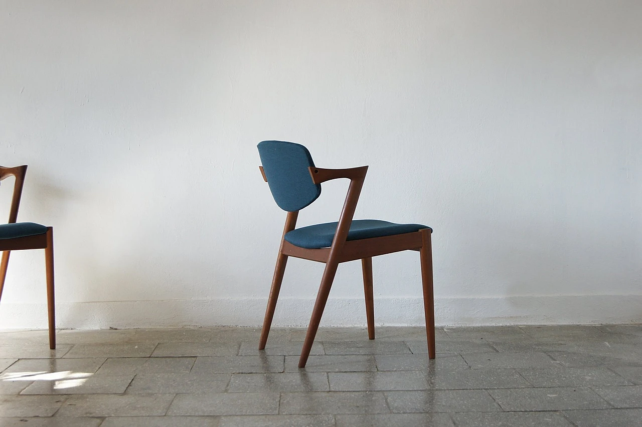 6 Teak chairs by Kai Kristiansen for Schou Andersen, 1950s 6