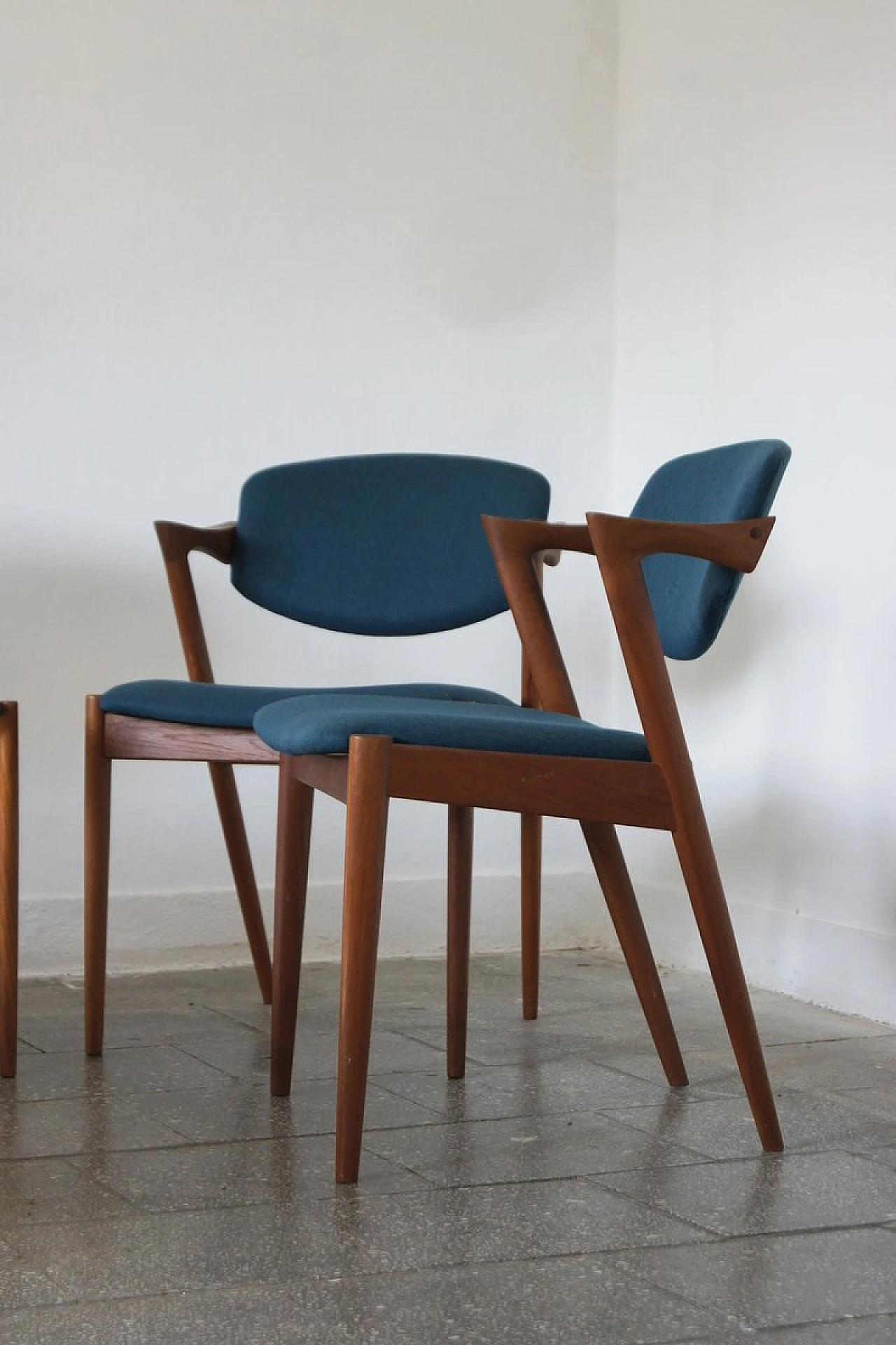 6 Teak chairs by Kai Kristiansen for Schou Andersen, 1950s 7