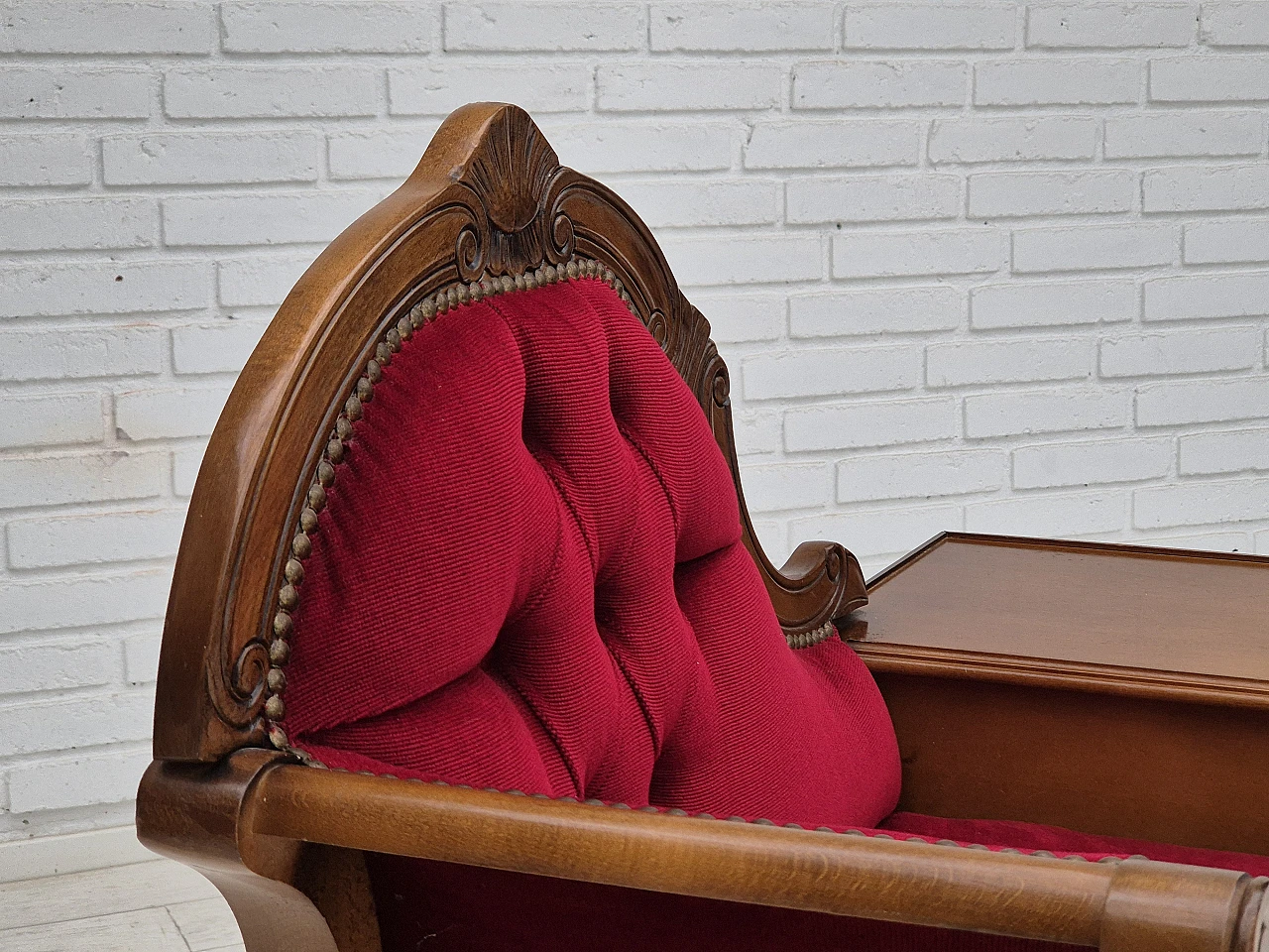 Danish side bench with drawer velour, 1960s 5