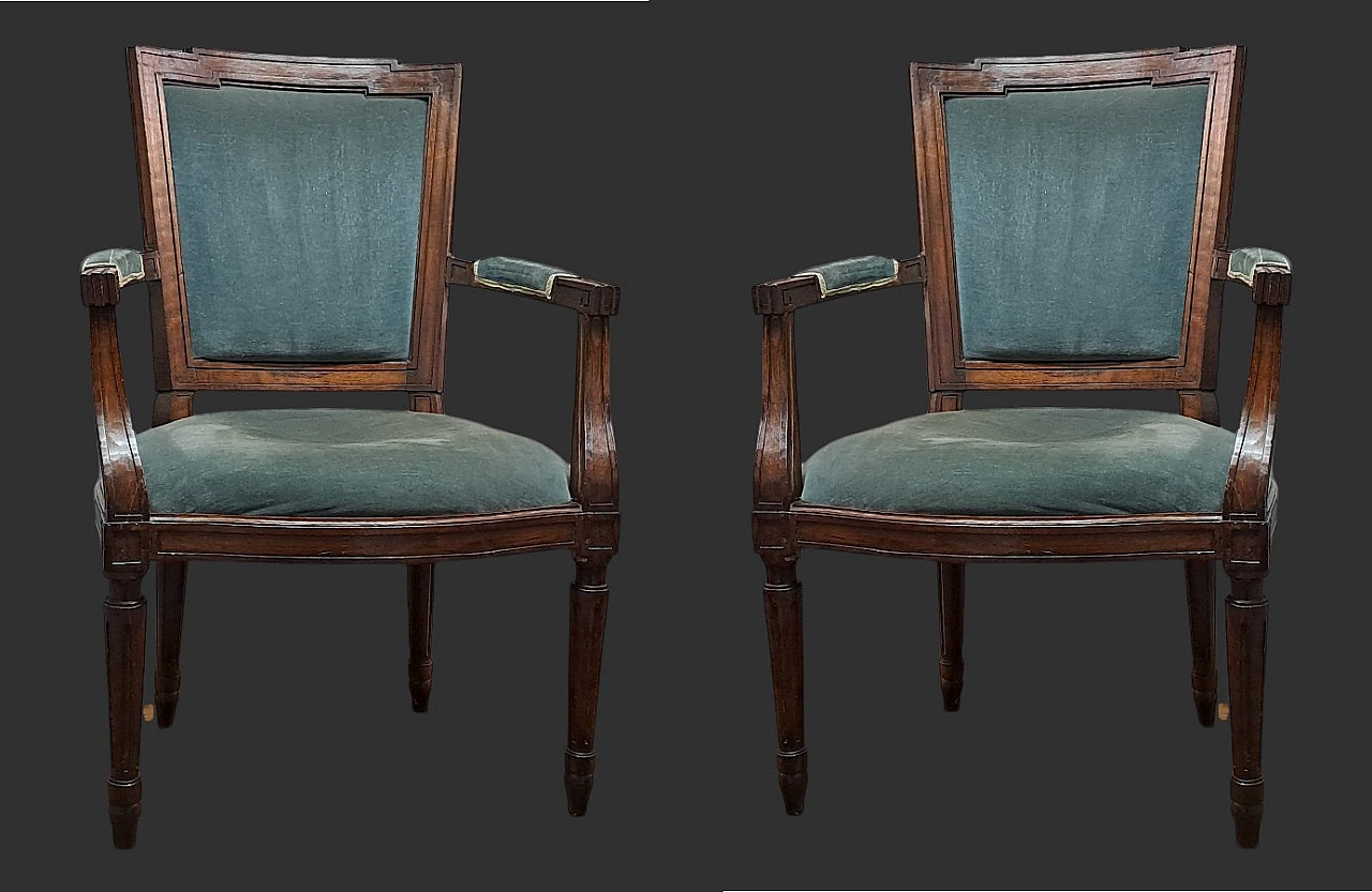 Pair of Louis XVI armchairs made in Piedmont, '800 1