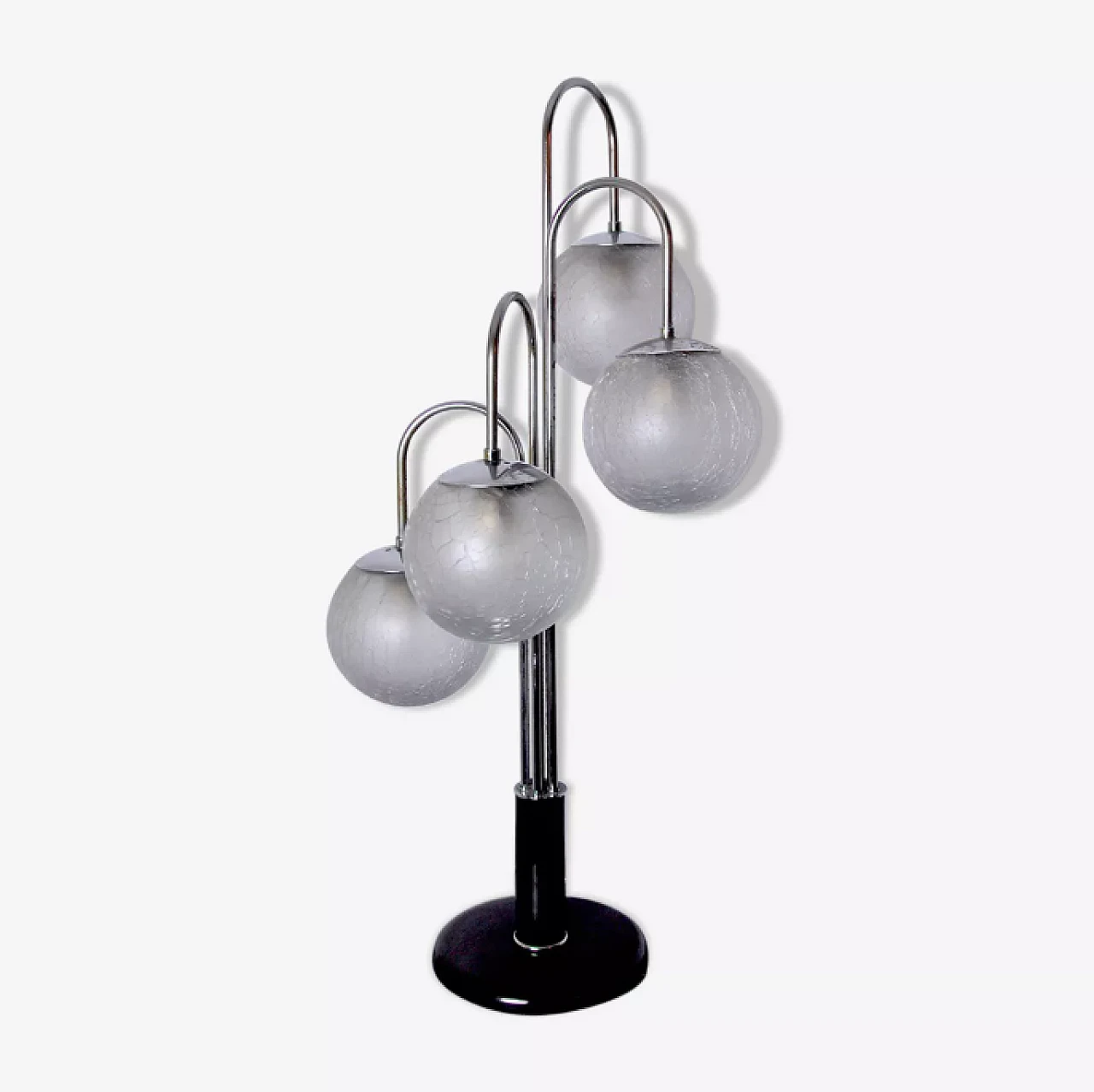 Chromed lamp with 4 glass globes, 1960s 1