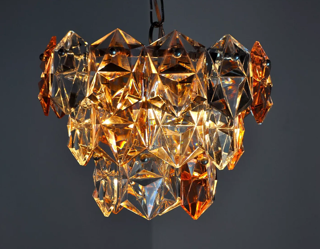 Two-tone glass chandelier by Kinkeldey, 1970s 5