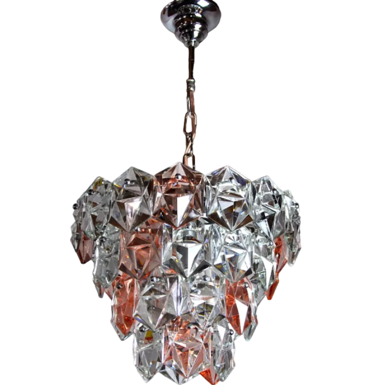 Four-tier two-tone glass chandelier by Kinkeldey, 1970s 7