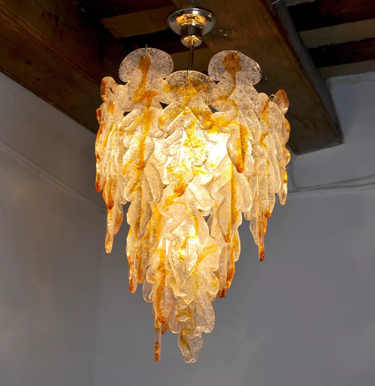 Leaves chandelier by Carlo Nason for Mazzega, 1970s 3