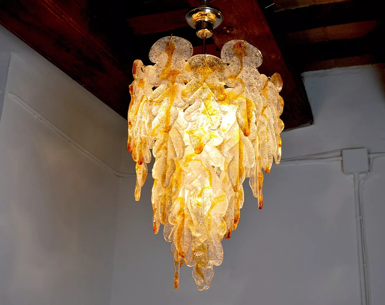 Leaves chandelier by Carlo Nason for Mazzega, 1970s 4