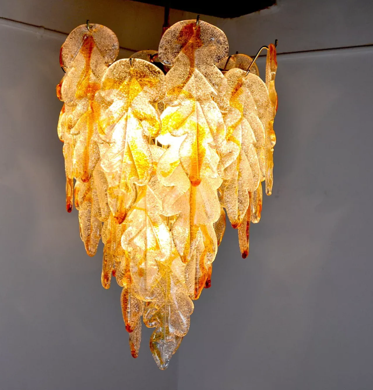 Leaves chandelier by Carlo Nason for Mazzega, 1970s 5