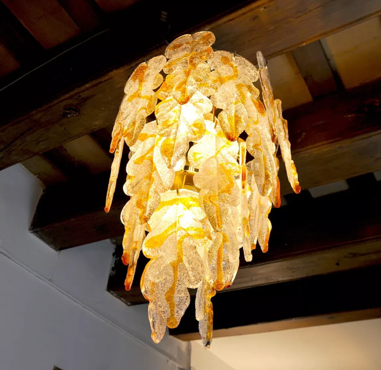 Leaves chandelier by Carlo Nason for Mazzega, 1970s 6