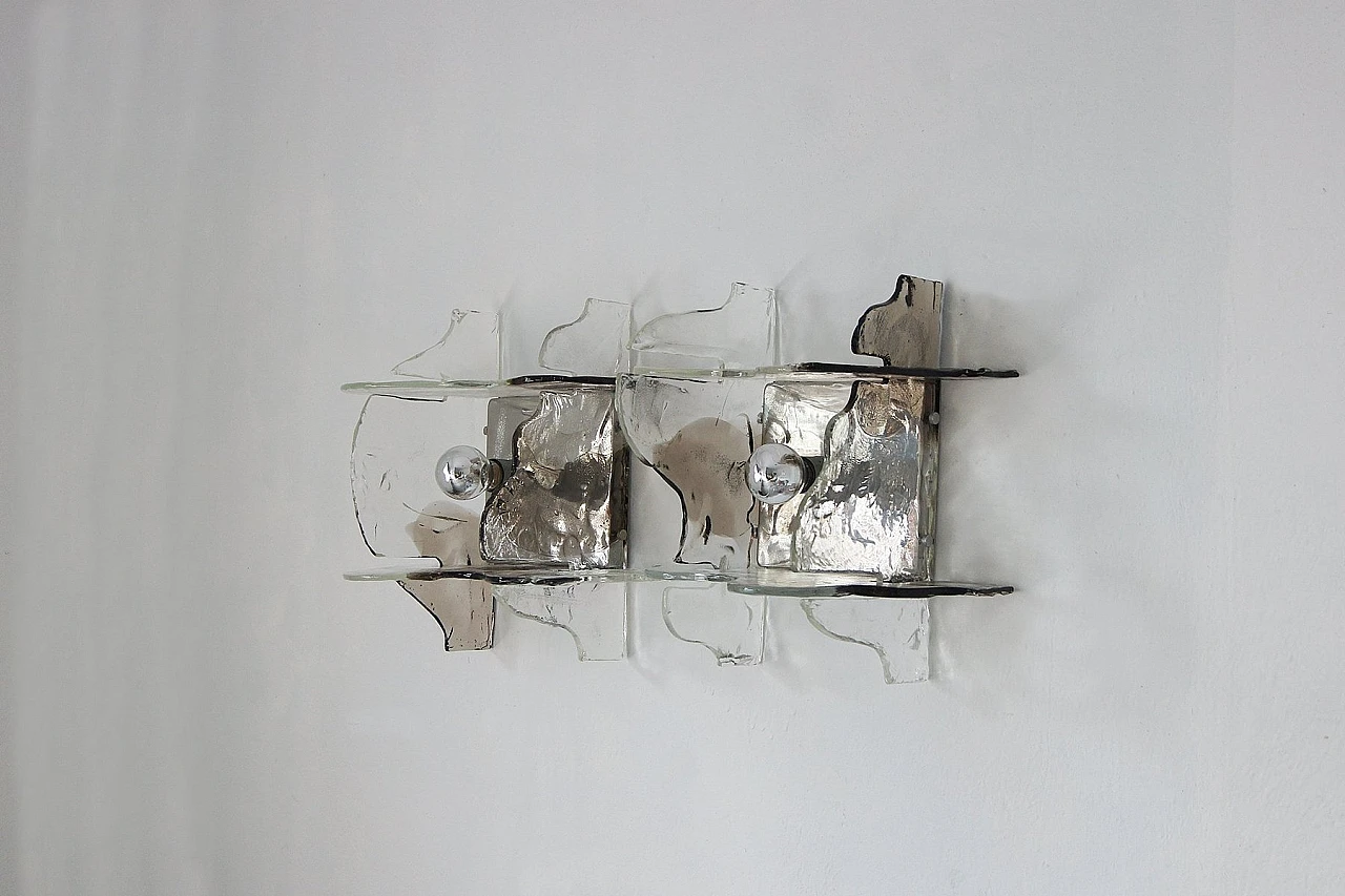 Pair of Murano glass wall sconces attributed to Mazzega, 1970s 1