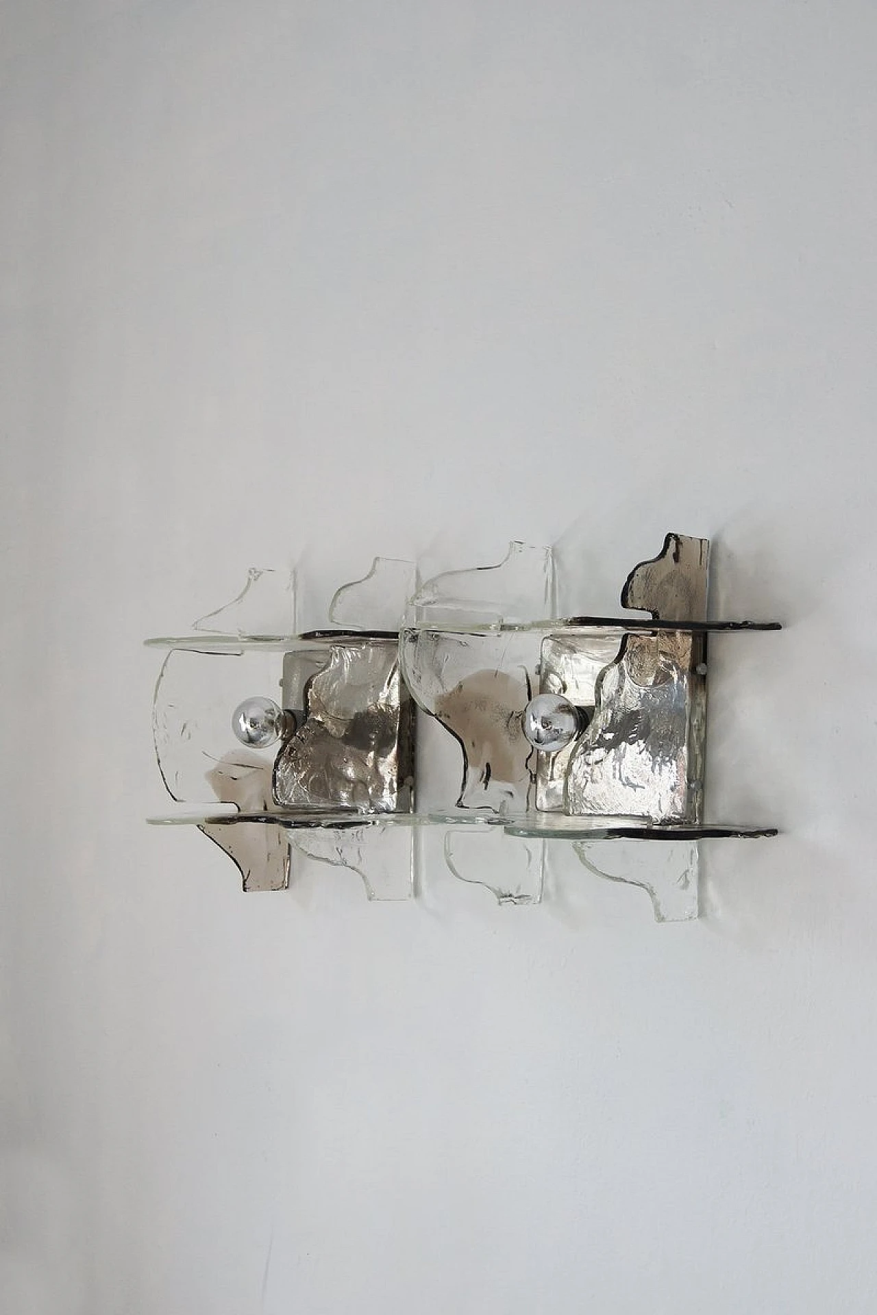 Pair of Murano glass wall sconces attributed to Mazzega, 1970s 4