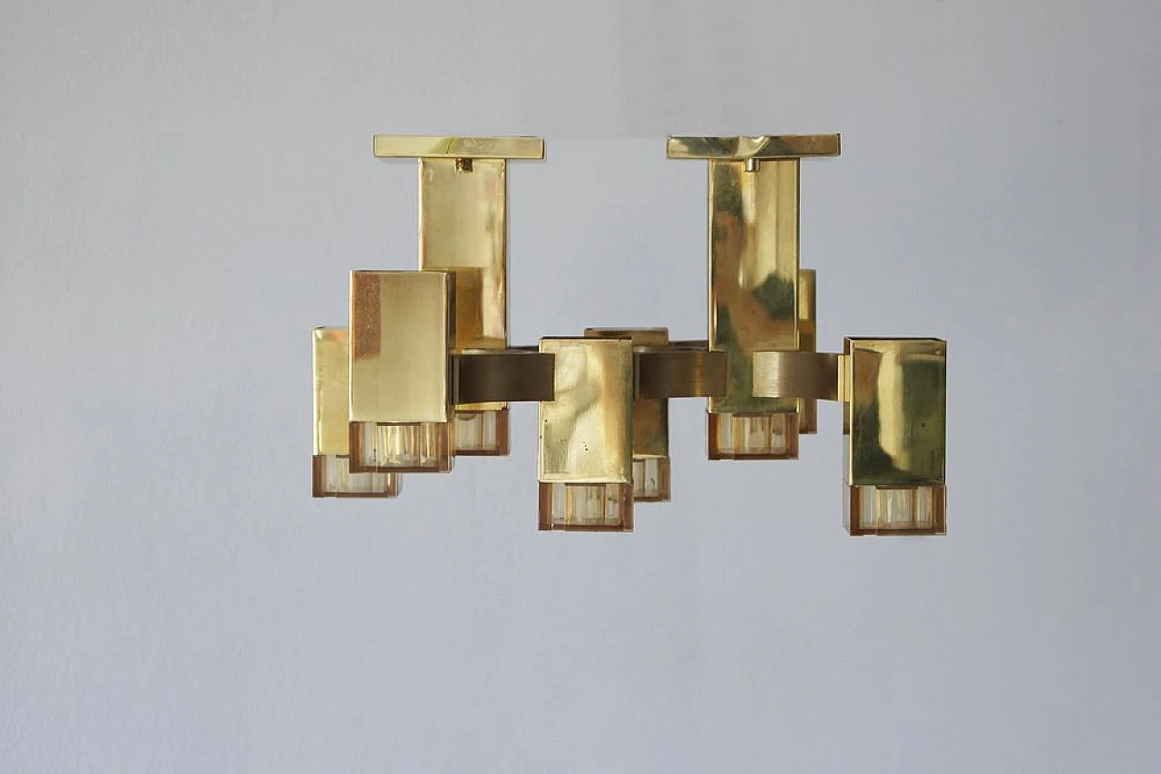 Cubic Gold lamp by Gaetano Sciolari for Sciolari, 1970s 1