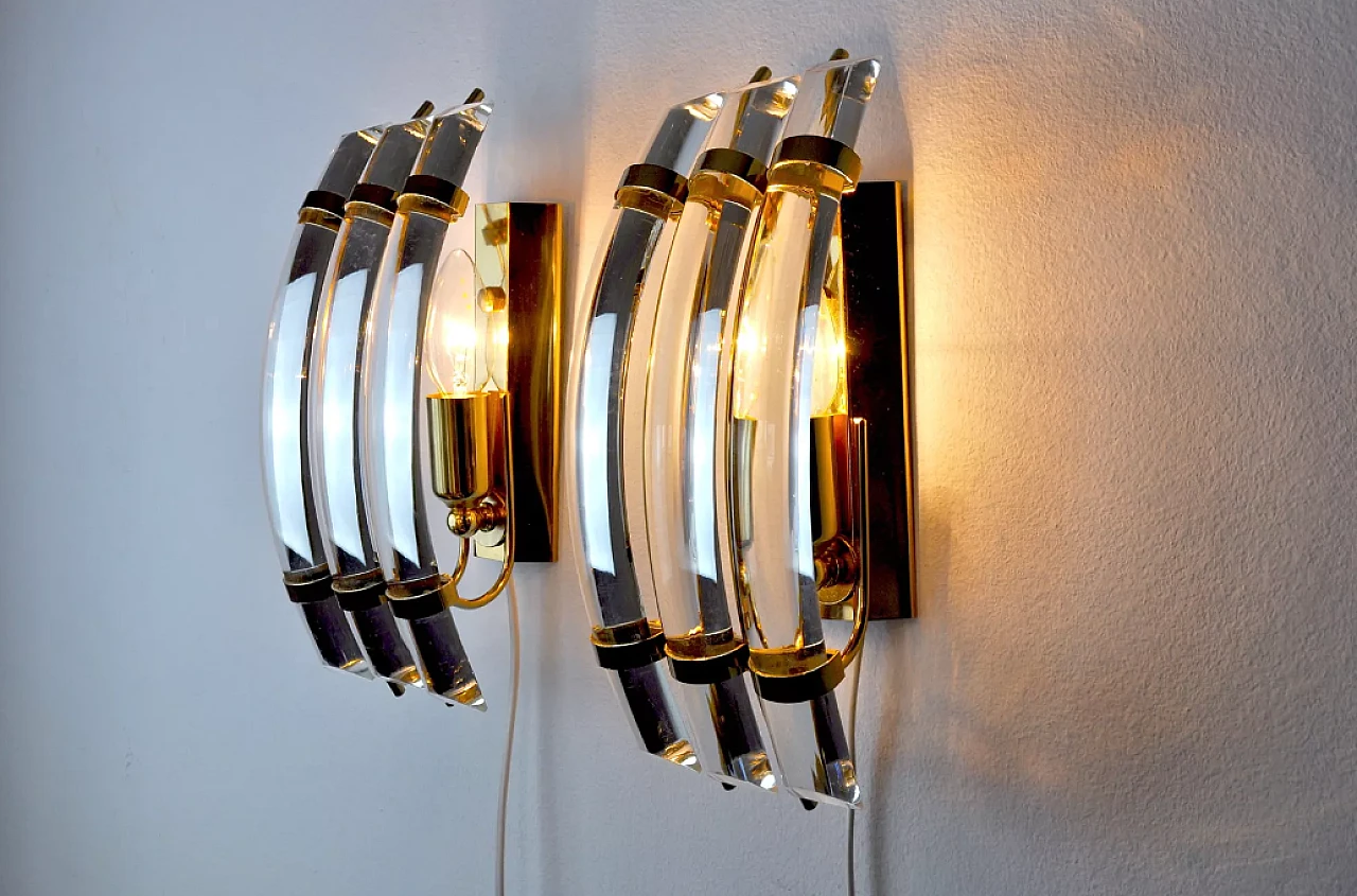 Pair of glass wall sconces by Venini, 1970s 6