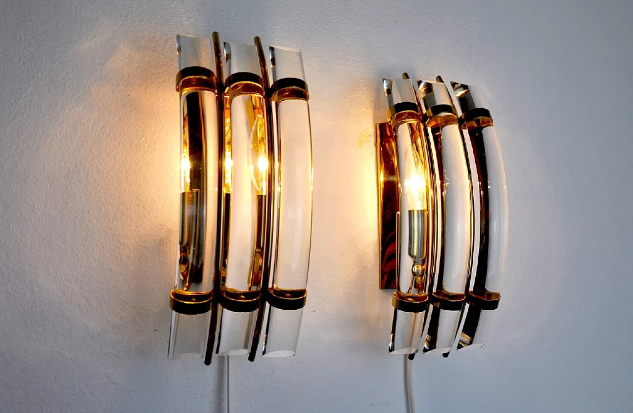 Pair of glass wall sconces by Venini, 1970s 7