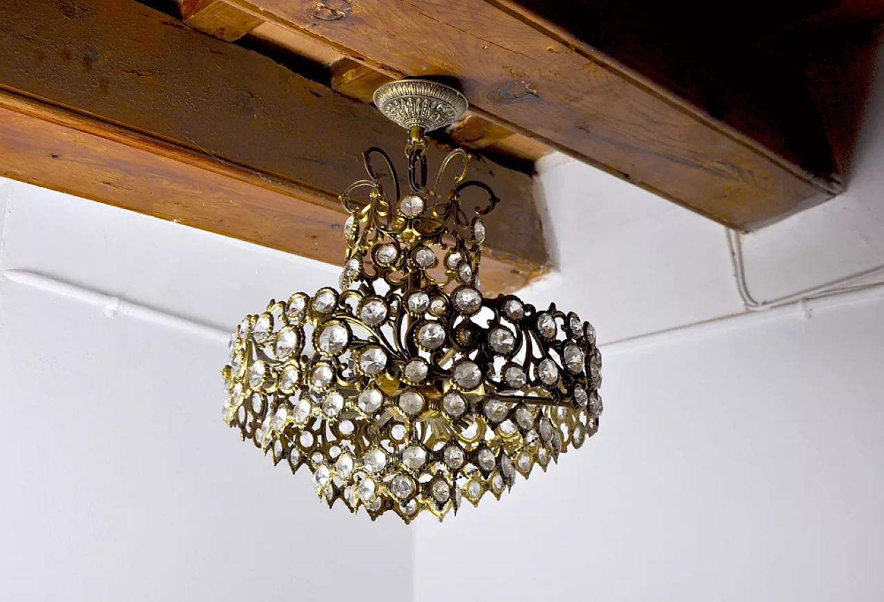 Chandelier with gilded frame by Ernest Palm for Palwa, 1970s 2