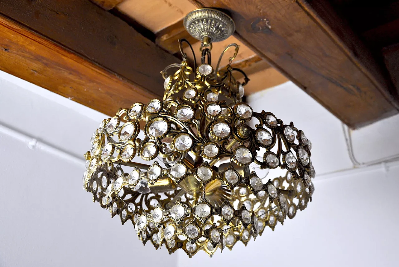 Chandelier with gilded frame by Ernest Palm for Palwa, 1970s 3