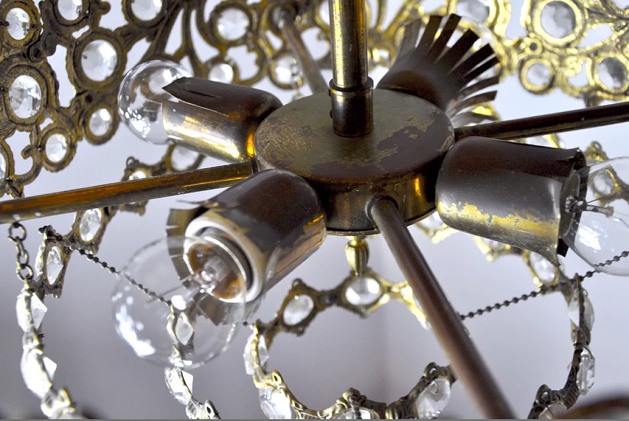 Chandelier with gilded frame by Ernest Palm for Palwa, 1970s 4