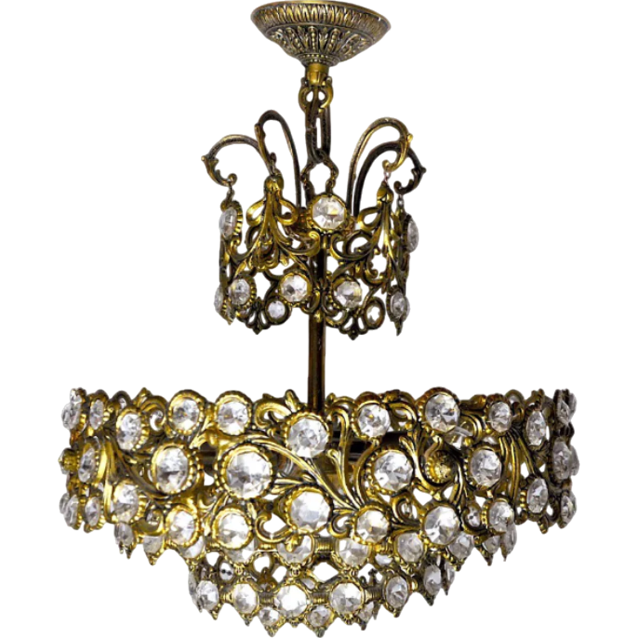 Chandelier with gilded frame by Ernest Palm for Palwa, 1970s 10