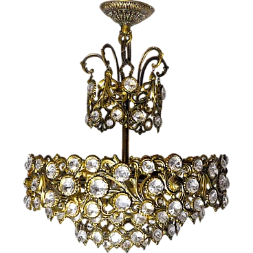 Chandelier with gilded frame by Ernest Palm for Palwa, 1970s