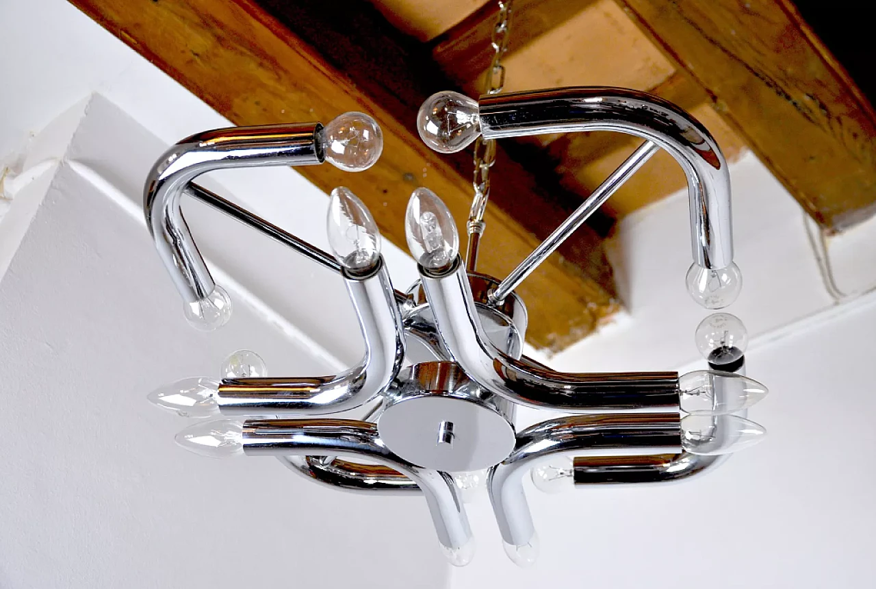 Metal chandelier in the style of Goffredo Reggiani, 1970s 2