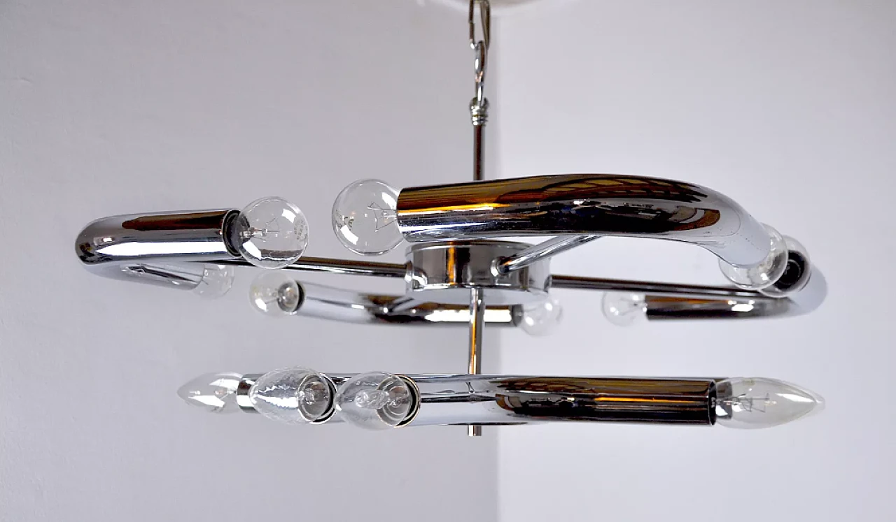 Metal chandelier in the style of Goffredo Reggiani, 1970s 3