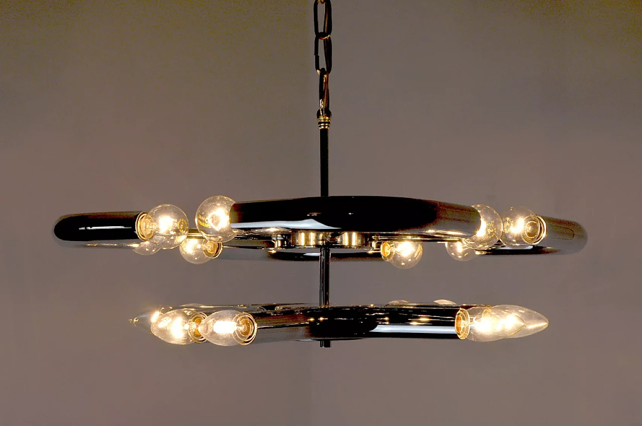 Metal chandelier in the style of Goffredo Reggiani, 1970s 7